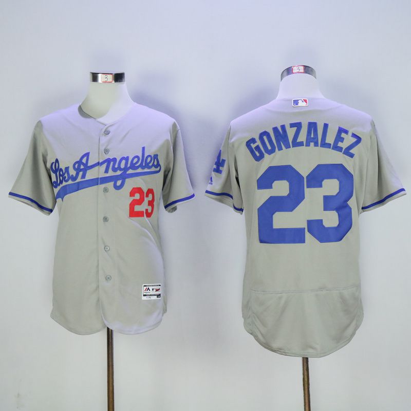 Men Los Angeles Dodgers #23 Gonzalez Grey MLB Jerseys1->los angeles dodgers->MLB Jersey